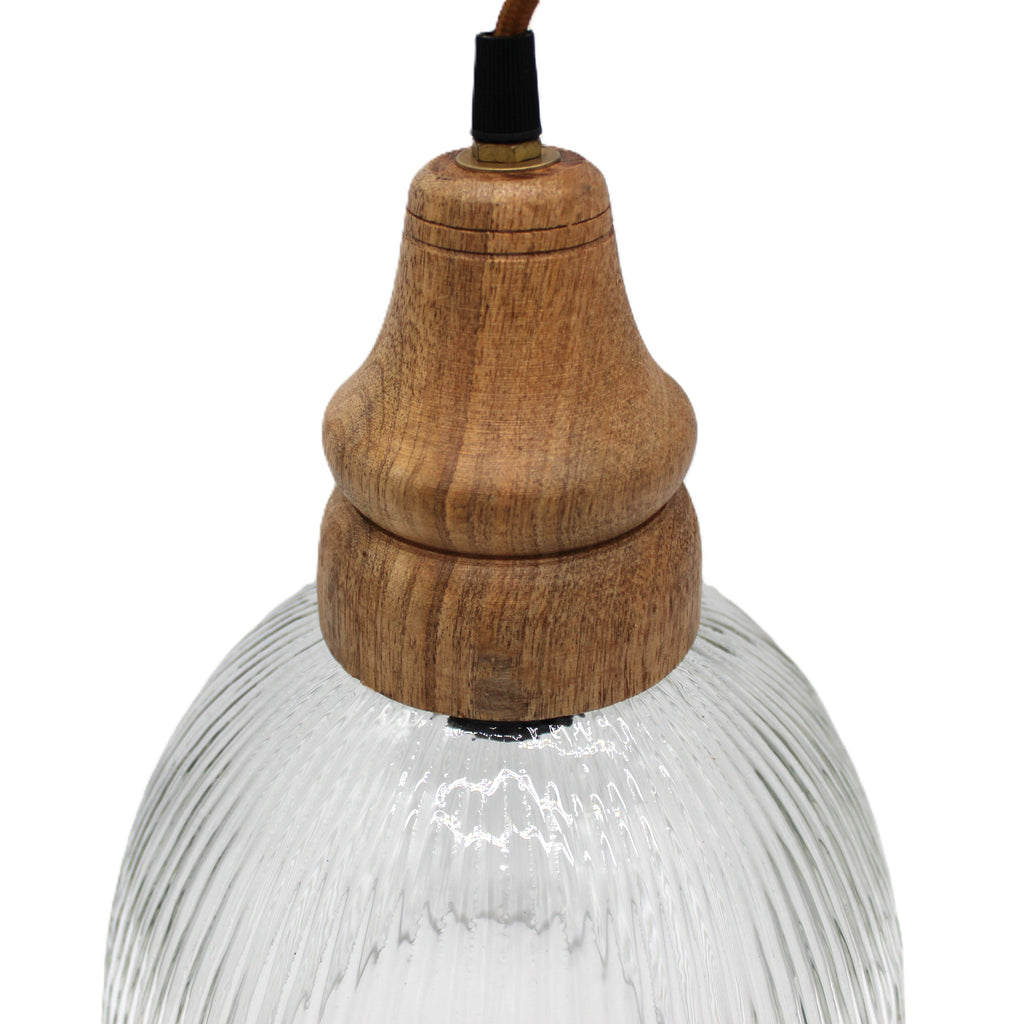 Lampe à suspendre avec cache-douille en bois