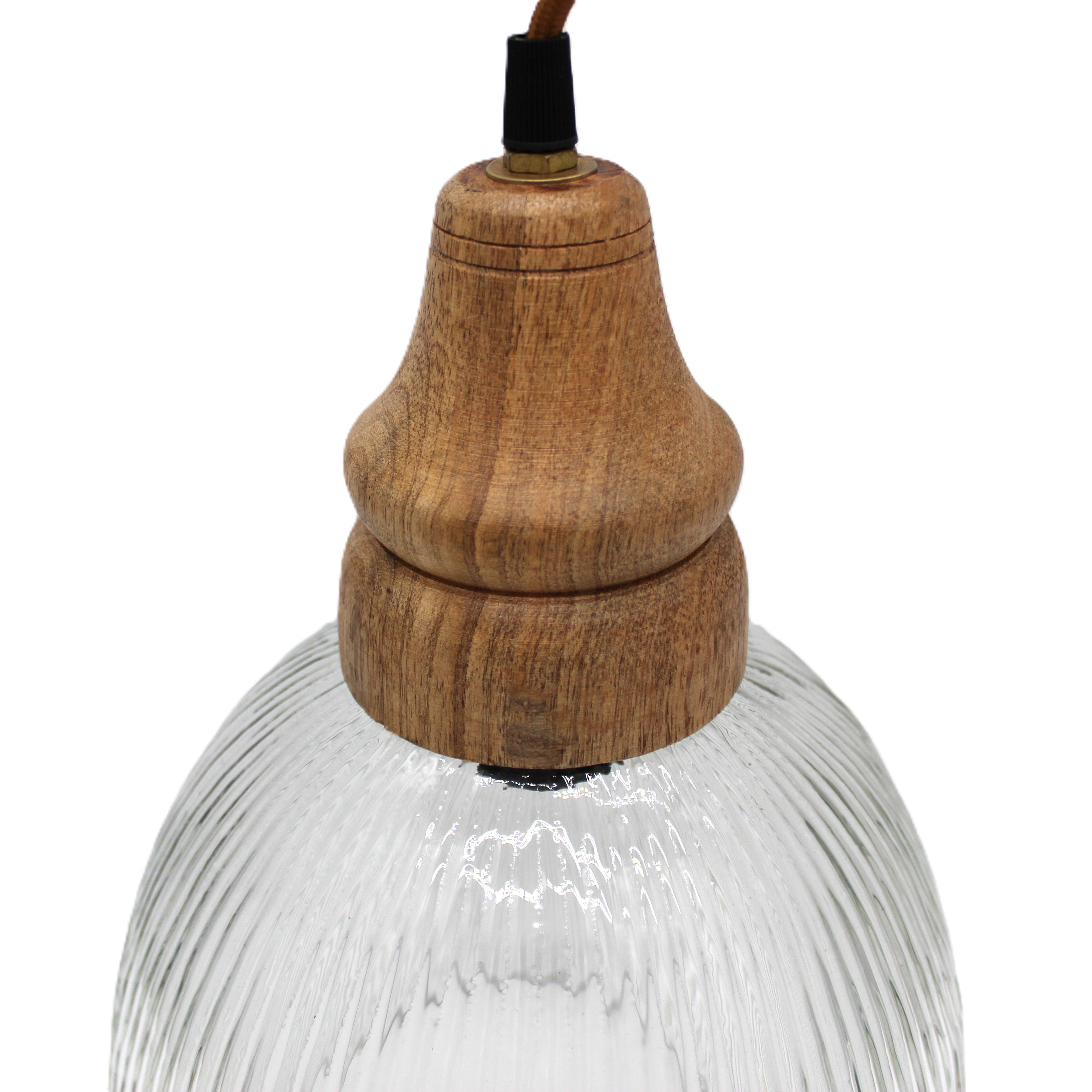 Lampe à suspendre avec cache-douille en bois