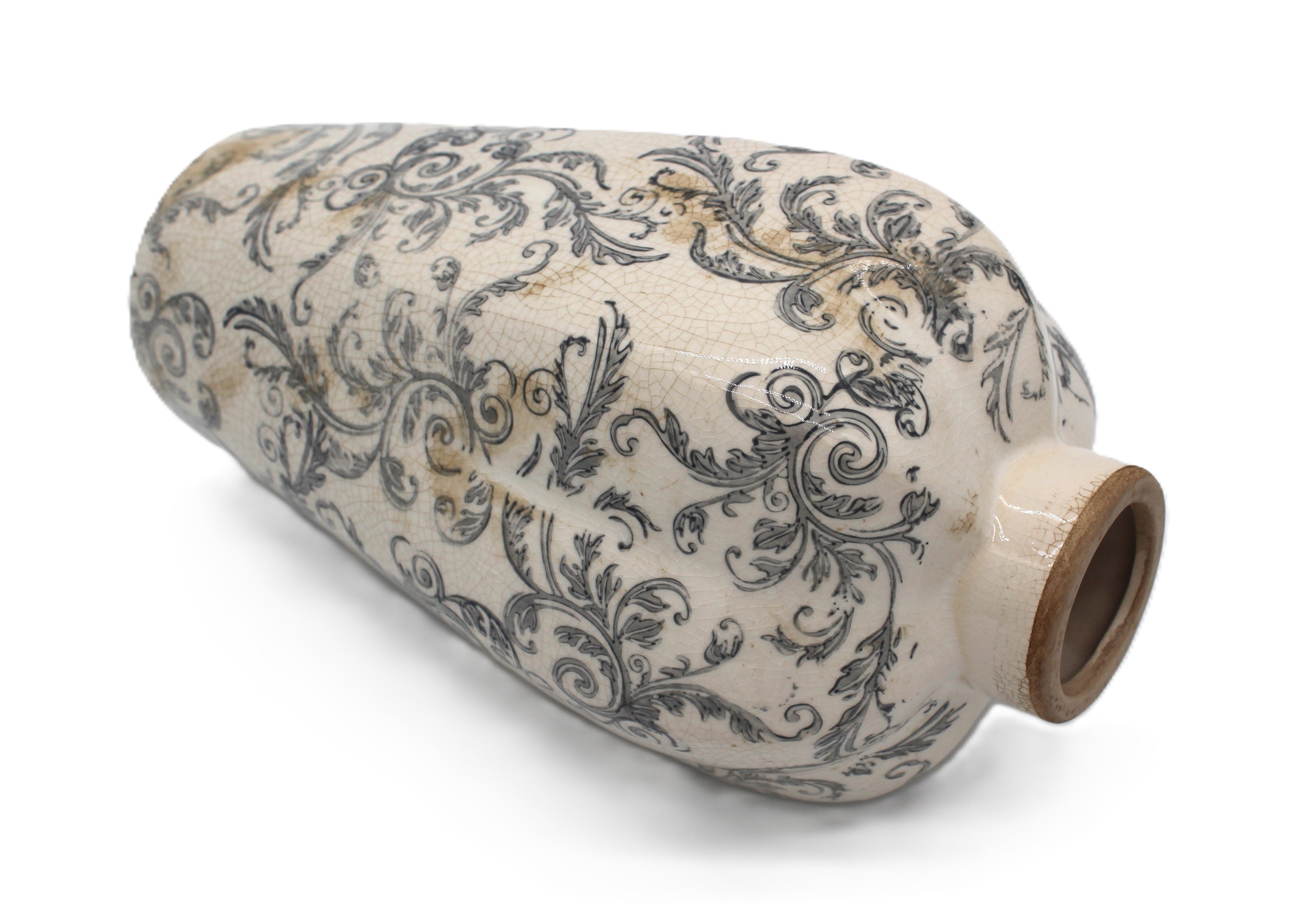 Grand vase beige/gris en céramique