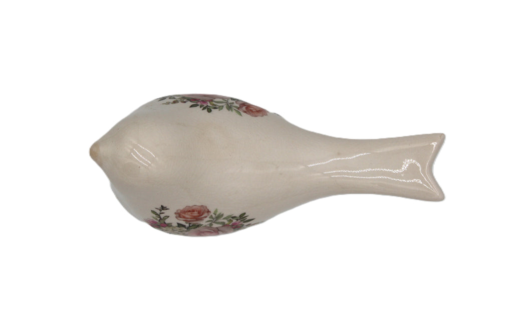 Statuette oiseau motif floral