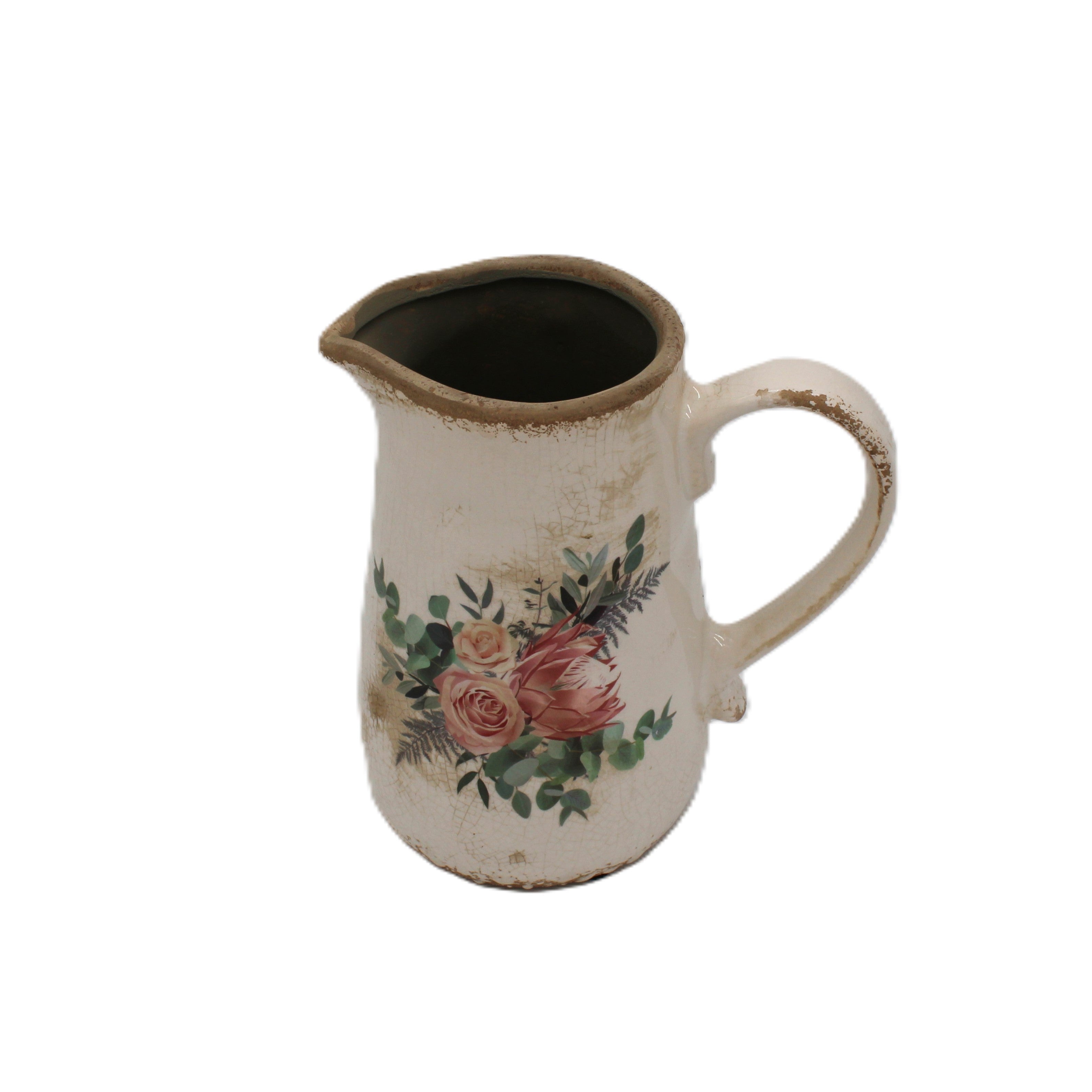 Pichet de décoration en céramique motif floral