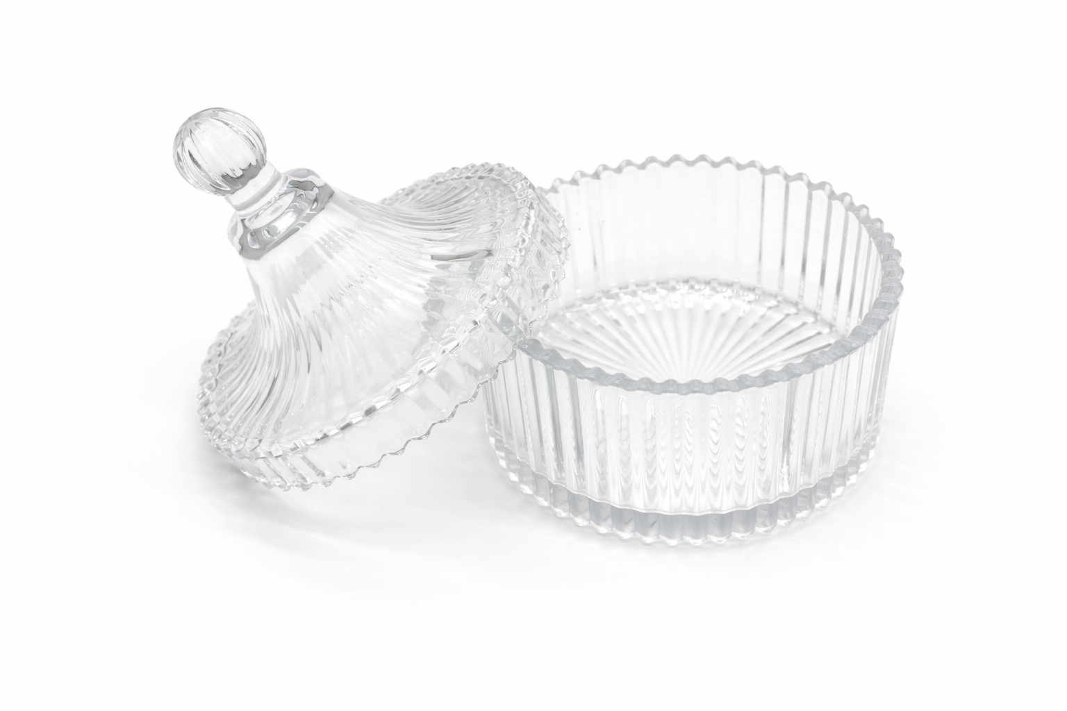 Bocal en verre strié