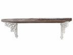 Étagère murale en bois et métal blanc patiné