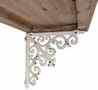 Étagère murale en bois et métal blanc patiné