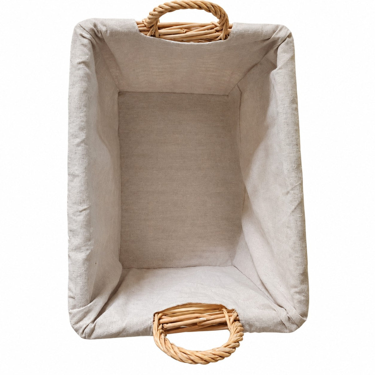 Panier rectangulaire en osier et tissu Grand Modèle