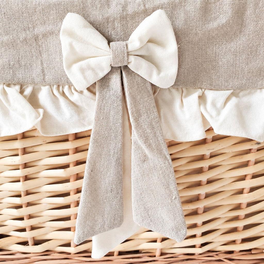 Panier rectangulaire en osier et tissu Grand Modèle