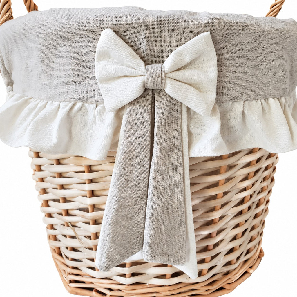 Panier rond en osier et tissu Grand Modèle