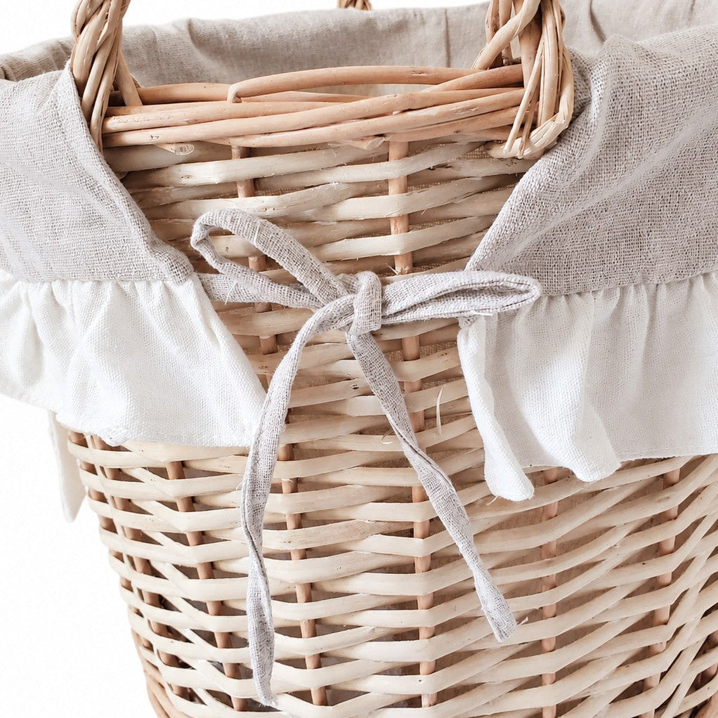 Panier rond en osier et tissu Grand Modèle