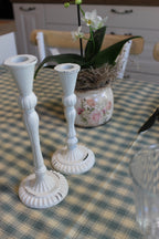 Grand bougeoir en fer blanchi style shabby campagne chic - Chic antique  - Maison Ysance