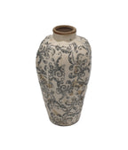 Grand vase bleu/gris en céramique - décoration campagne chic- maison de charme - Clayre & Eef - Maison Ysance