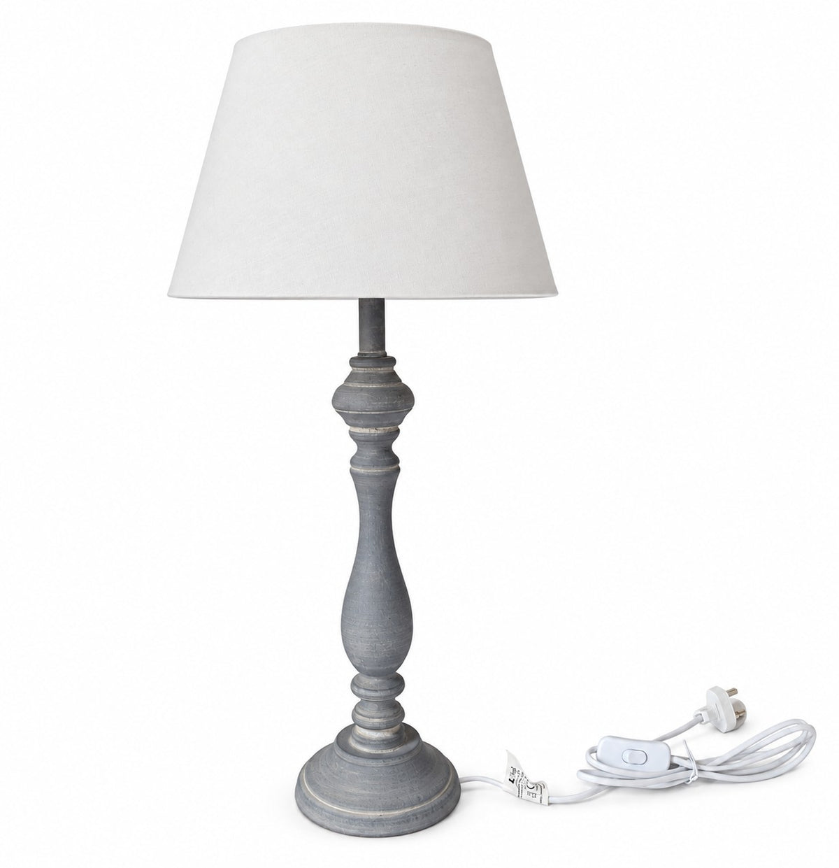 Set of 2 distressed grey table lamps