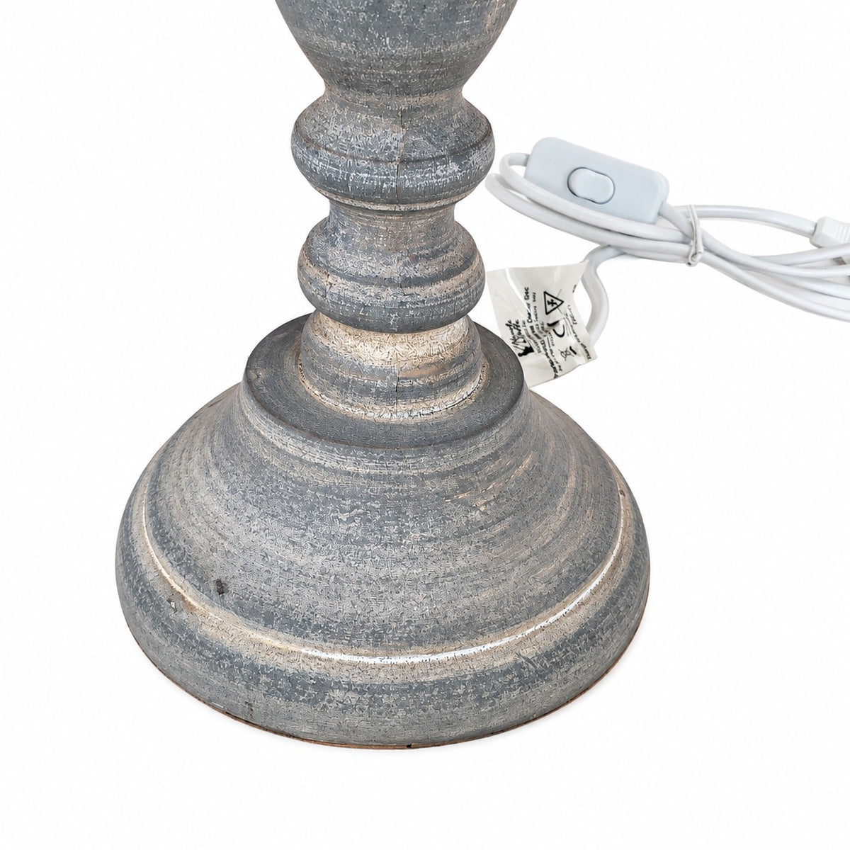 Set of 2 distressed grey table lamps