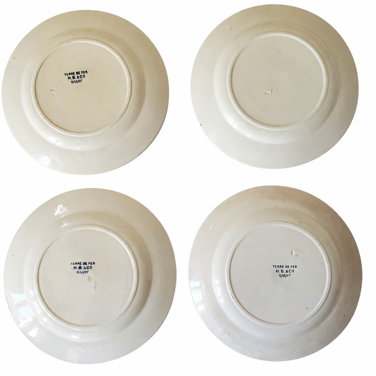 Lot de 4 assiettes anciennes Terre de Fer