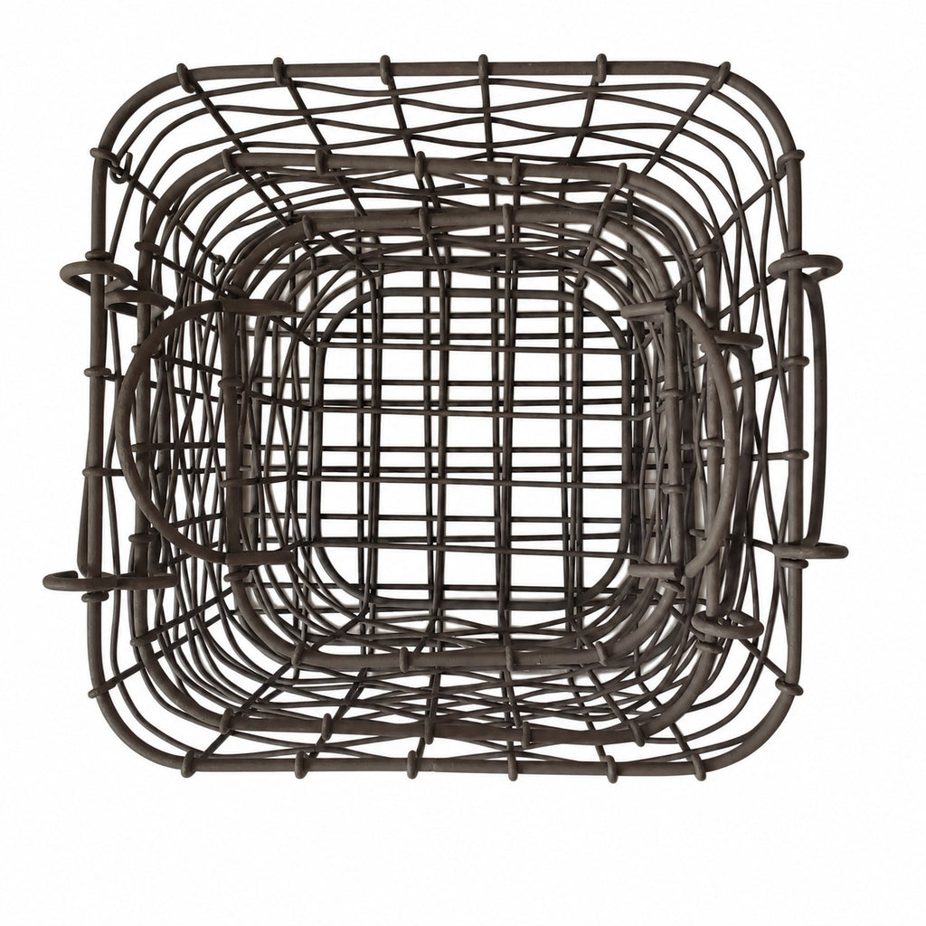 Set of 3 square wire metal baskets