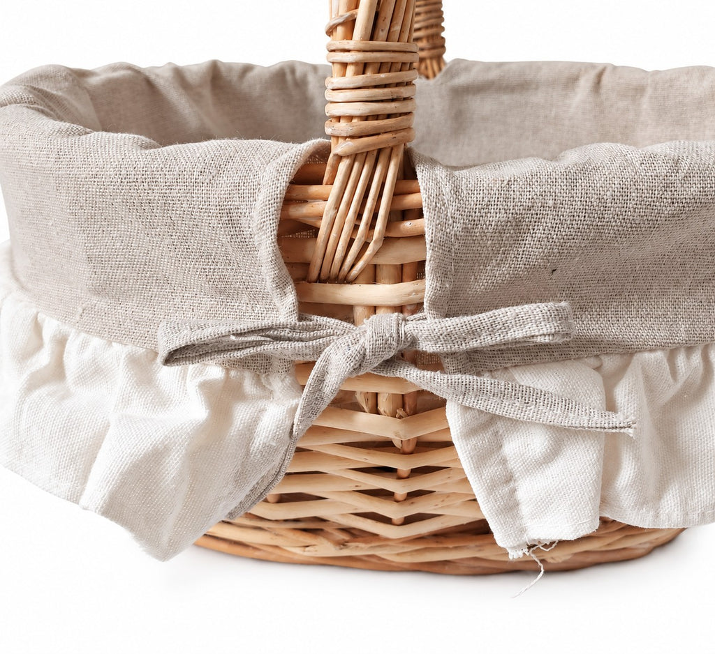 Panier ovale en osier et tissu Petit Modèle