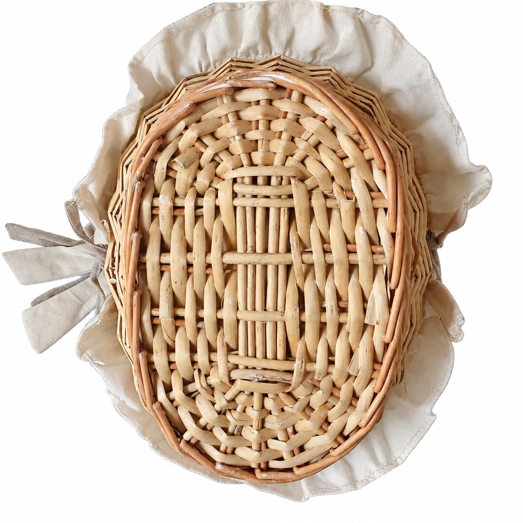 Panier ovale en osier et tissu Petit Modèle