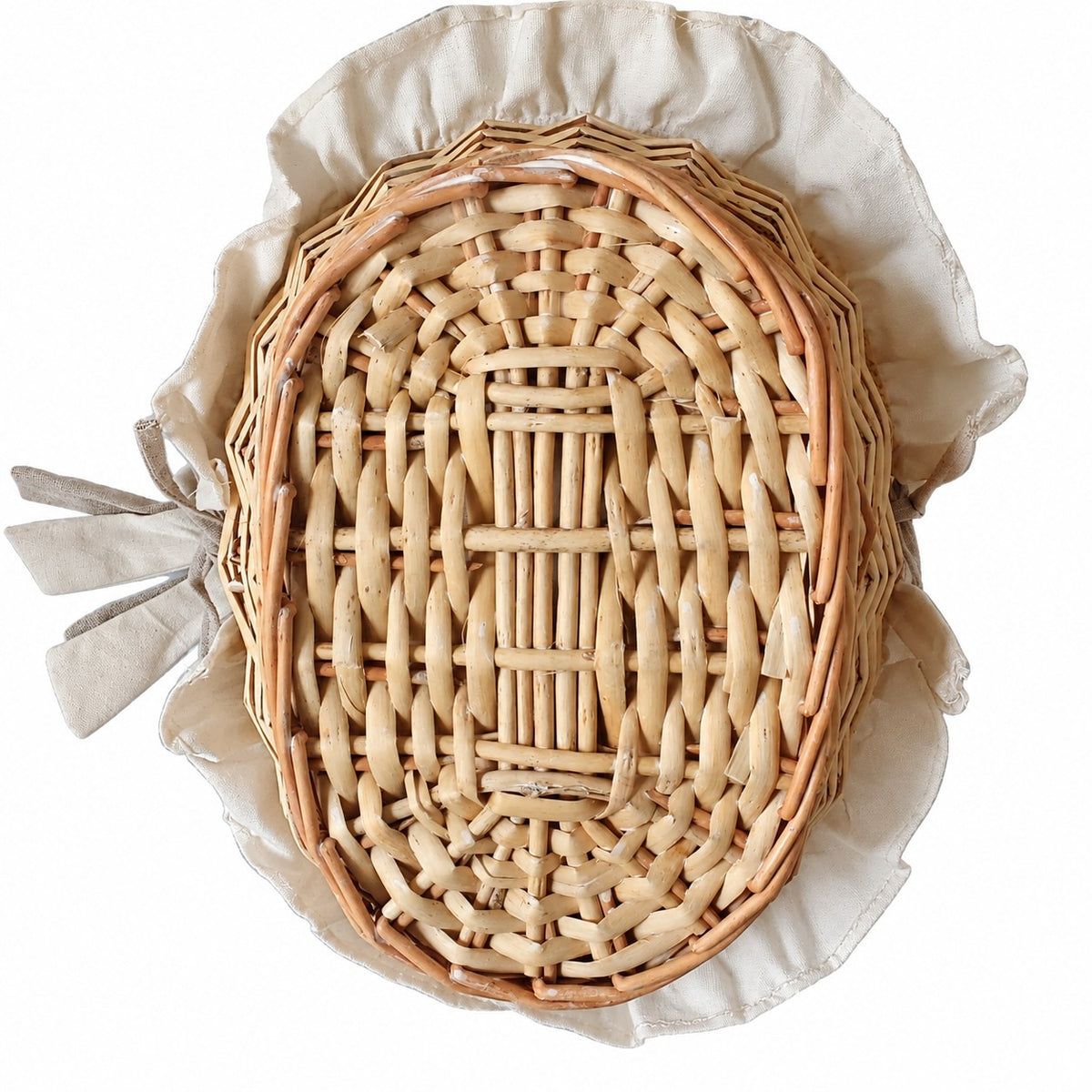 Panier ovale en osier et tissu Petit Modèle