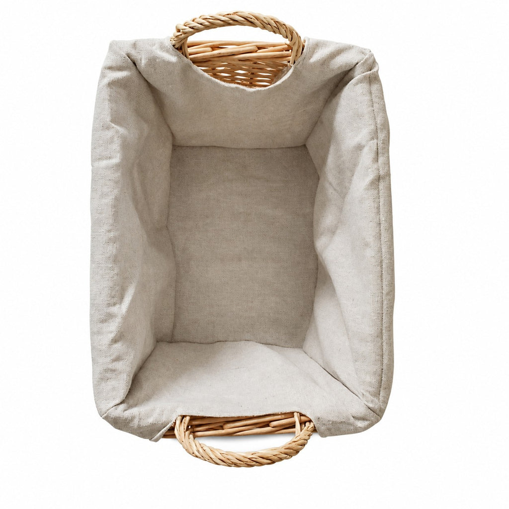 Panier rectangulaire en osier et tissu Petit Modèle
