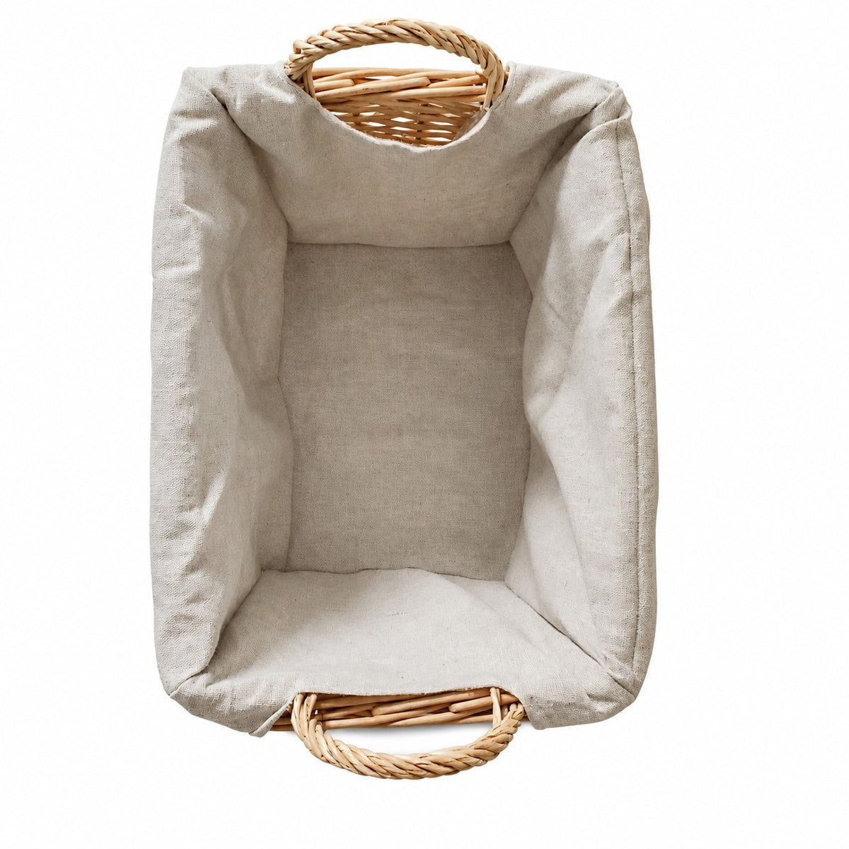Panier rectangulaire en osier et tissu Petit Modèle