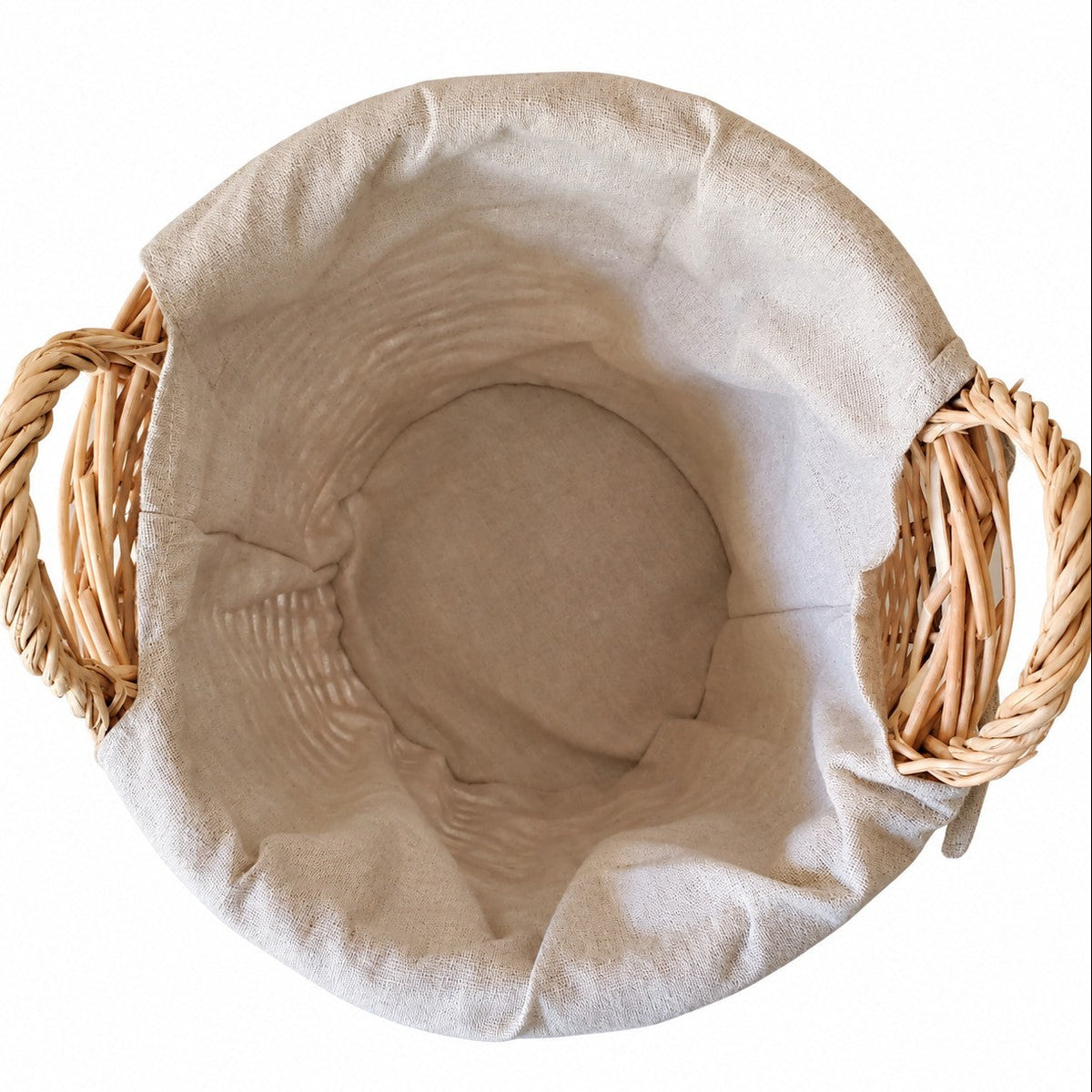 Panier rond en osier et tissu Petit Modèle