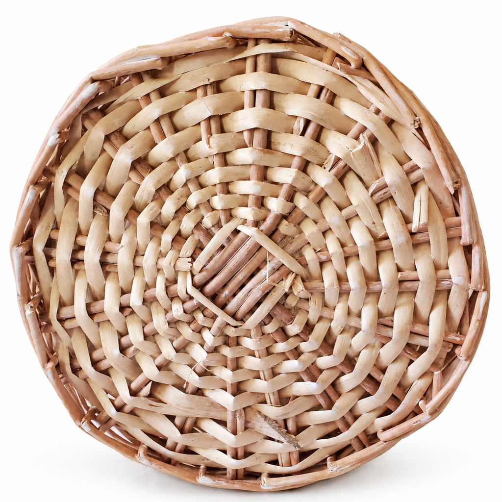 Panier rond en osier et tissu Petit Modèle