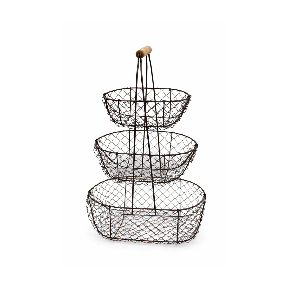 Panier en métal de 3 étages , idéal pour présenter des fruits dans une cuisine , campagne chic - Clayre & Eef - Maison Ysance