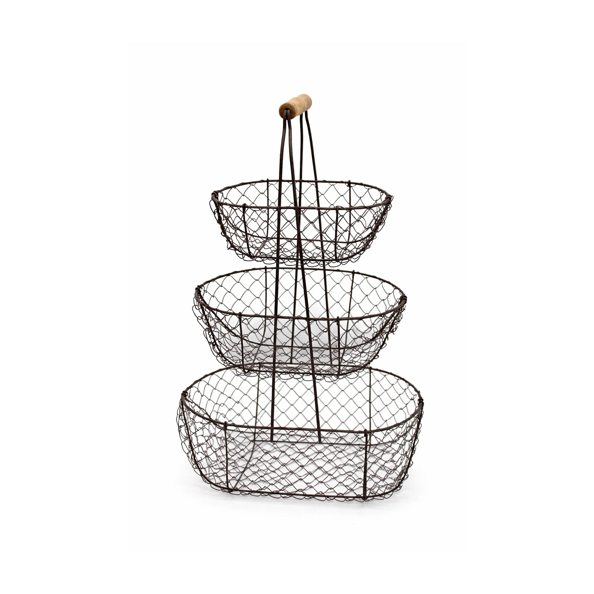 Panier en métal de 3 étages , idéal pour présenter des fruits dans une cuisine , campagne chic - Clayre & Eef - Maison Ysance