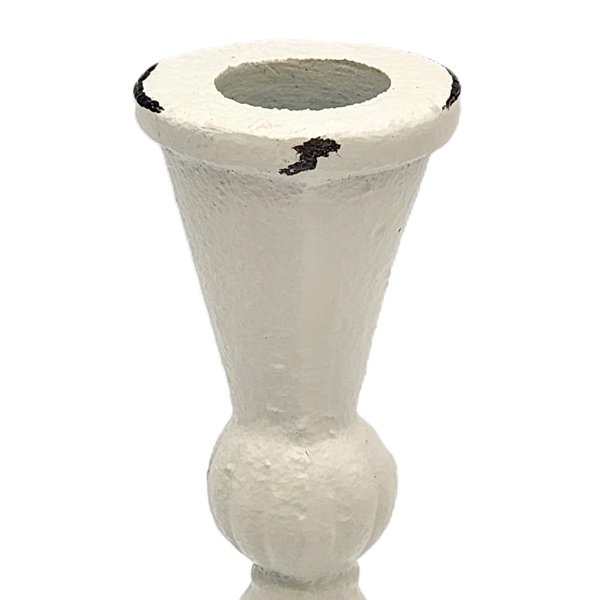 Petit bougeoir en fer blanchi style shabby campagne chic - Chic antique  - Maison Ysance