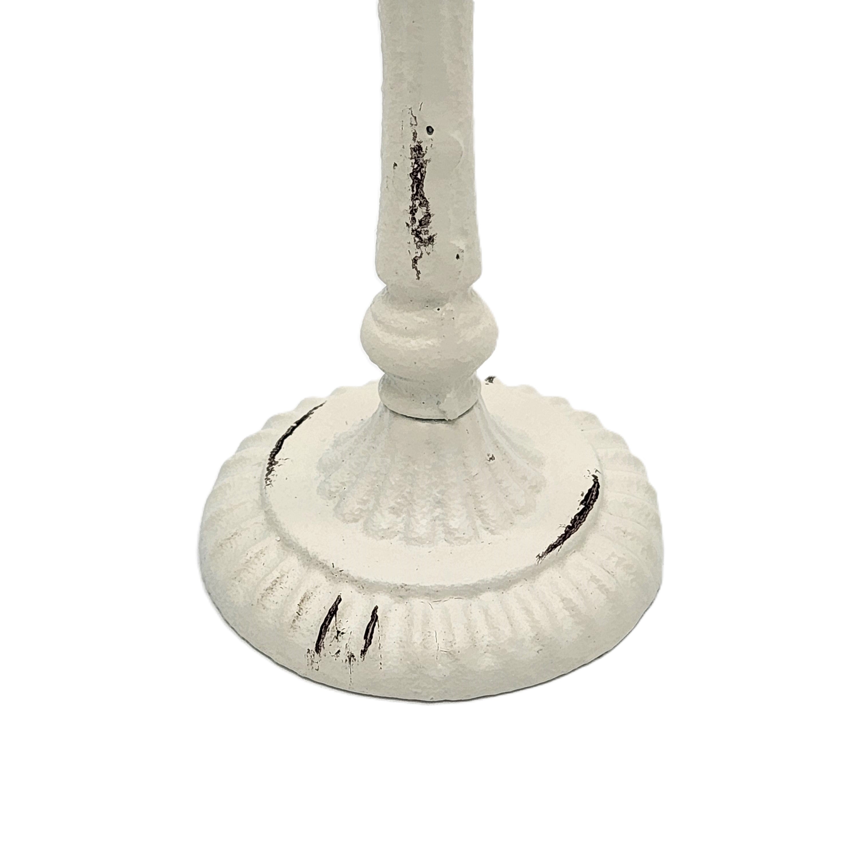 Petit bougeoir en fer blanchi style shabby campagne chic - Chic antique  - Maison Ysance