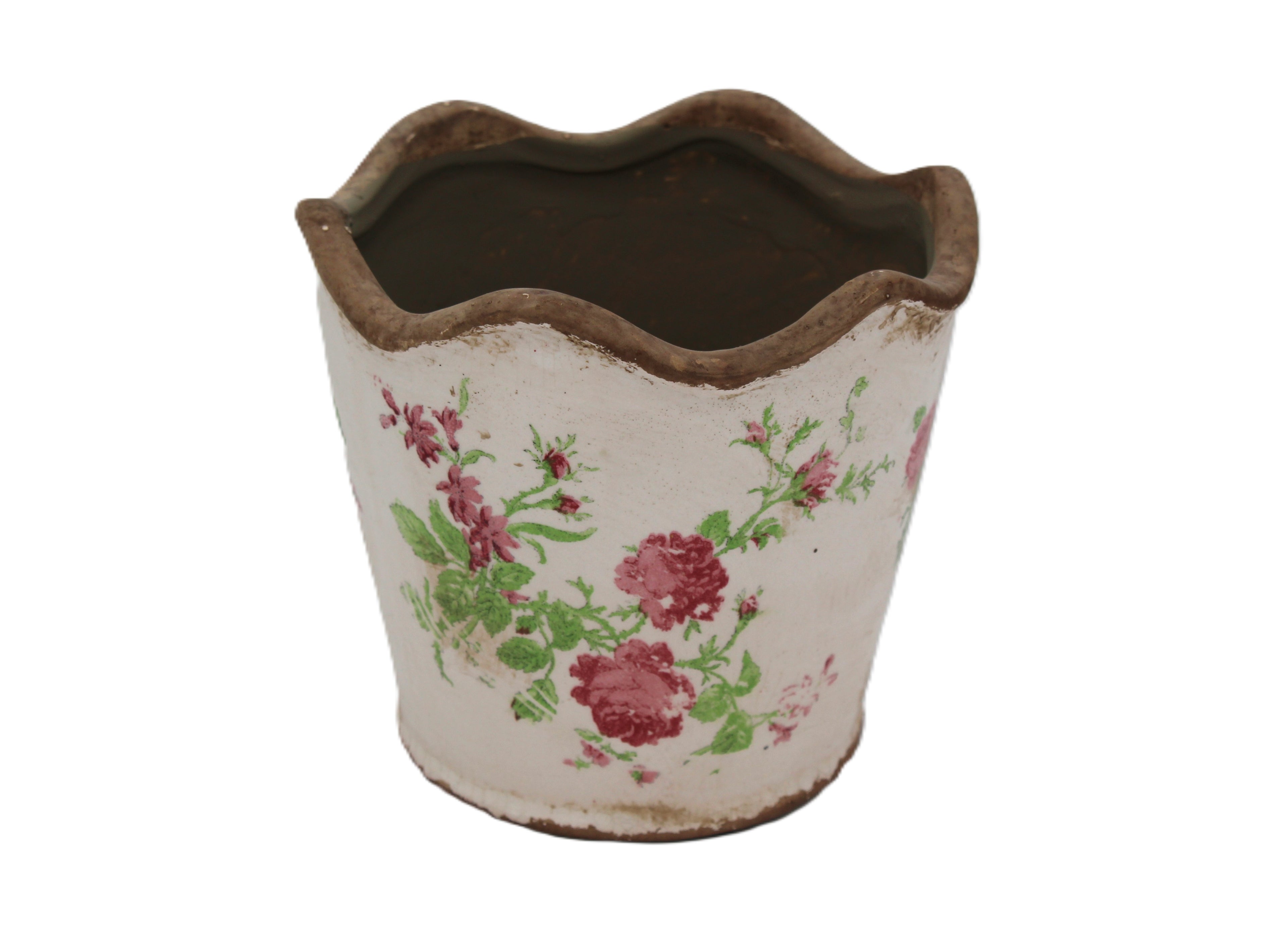  pot en céramique à fleurs roses - campagne chic et maison de charme - Clayre & Eef - Maison Ysance 