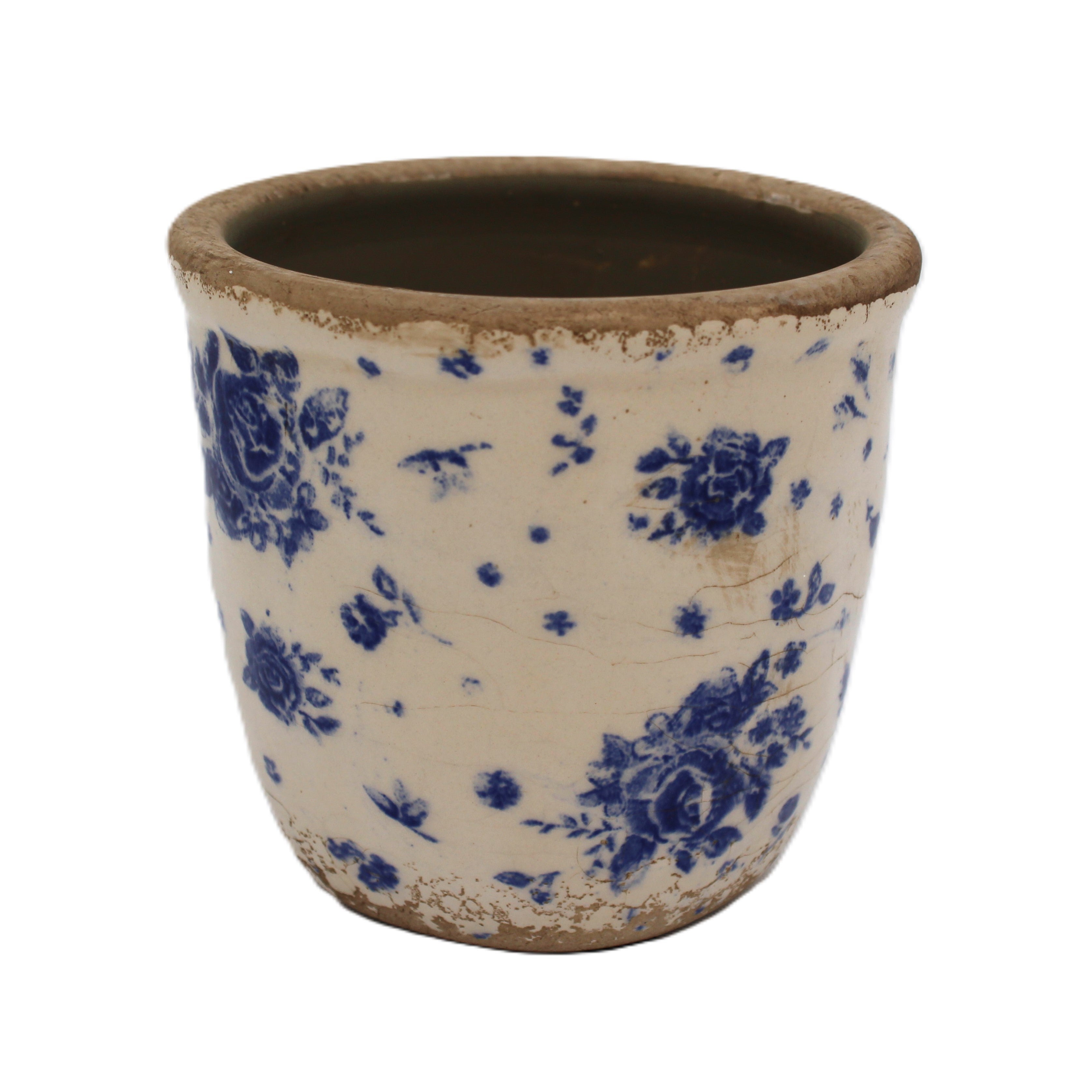  pot en céramique à fleurs bleues - campagne chic et maison de charme - Clayre & Eef - Maison Ysance 