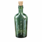 Bouteille ancienne en verre vert embossé Laboratoires A Bally Paris avec bouchon en liège d'origine