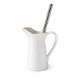 Broc WC en céramique blanc cassé avec cœur en relief pour salle de bains campagne chic