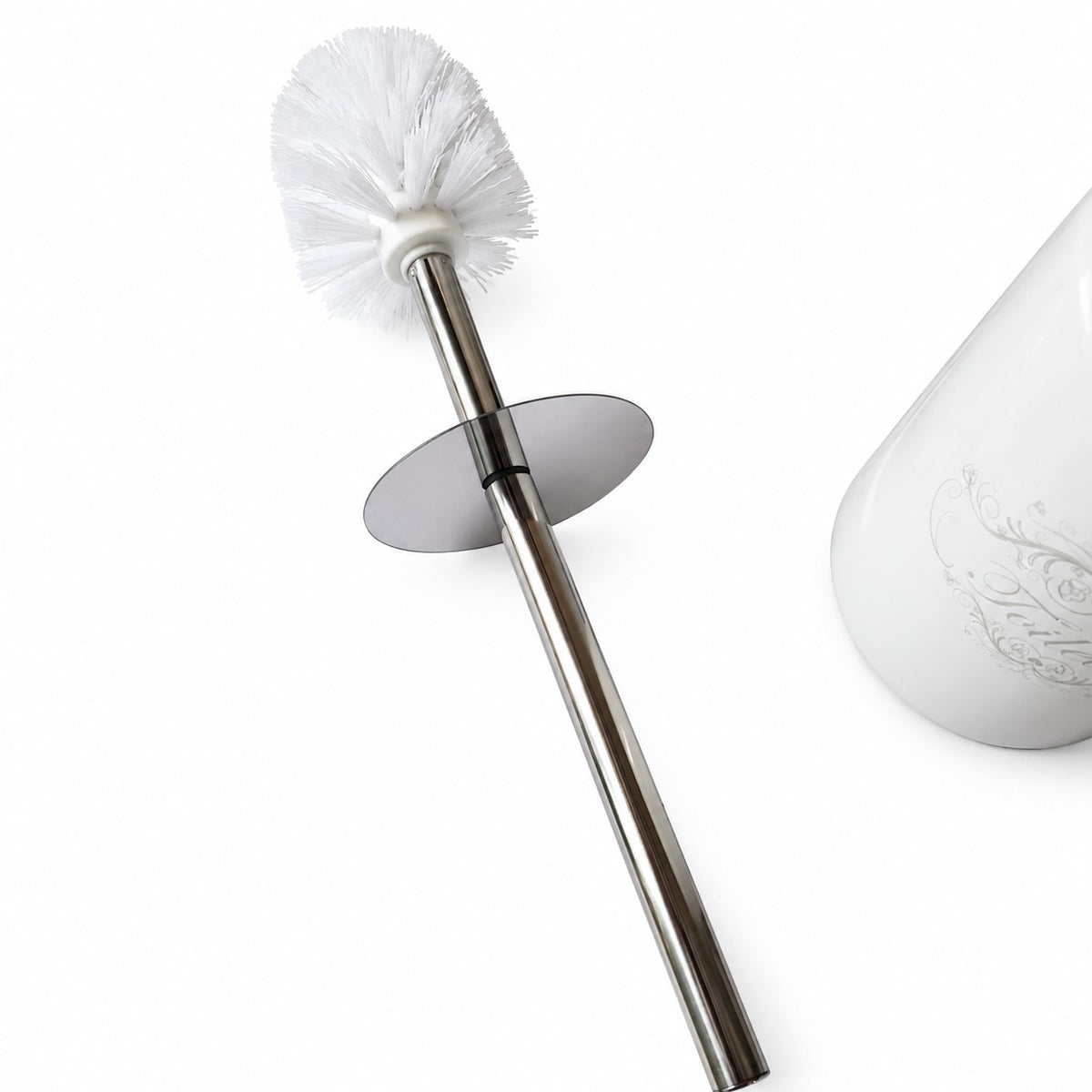 White ceramic toilet brush - "Toilettes" inscription