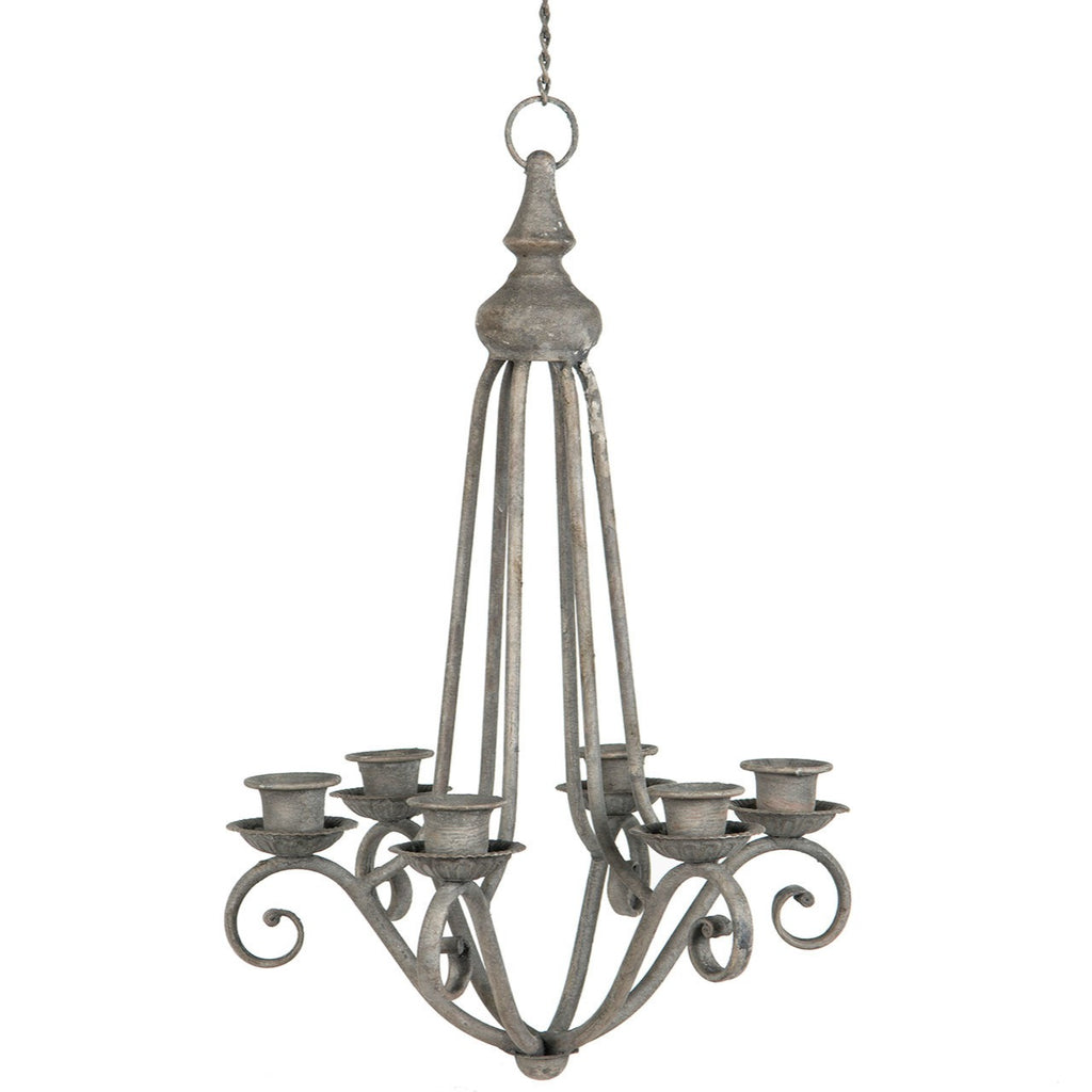 Chandelier rustique avec bougies coniques en métal pour décoration farmhouse et maison de charme