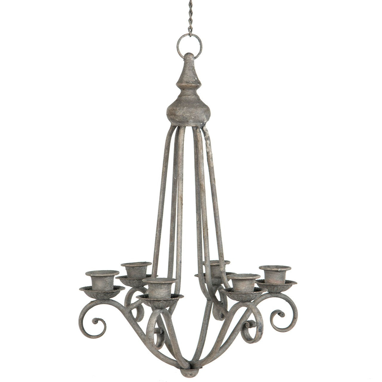 Chandelier rustique avec bougies coniques en métal pour décoration farmhouse et maison de charme