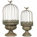 Cloche jardinière en métal vert avec oiseau pour plantes style jardin campagne chic