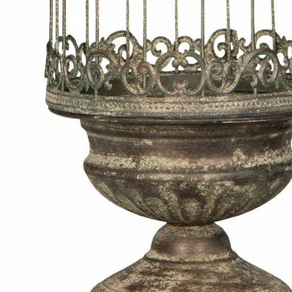 Set de deux cloches jardinières en métal esprit cage à oiseaux