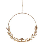 Couronne porte bougie beige en métal style campagne chic pour décoration de table romantique