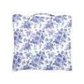 Coussin d’assise blanc et bleu fleuri 40x40 style campagne chic en coton recyclé