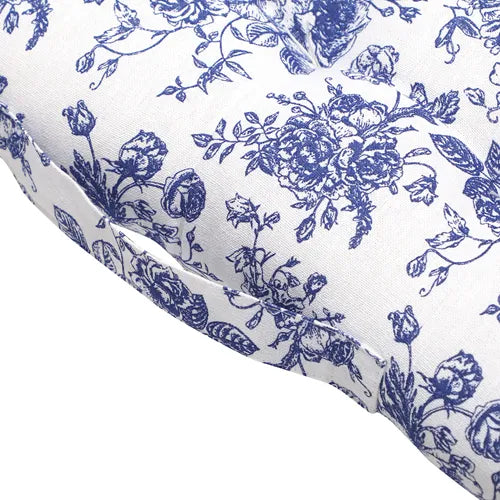 Coussin d'assise fleuri blanc et bleu (40 x 40 x 5 cm)