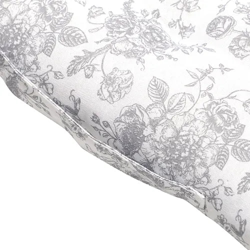 Coussin d'assise fleuri blanc et gris clair (40 x 40 x 5 cm)