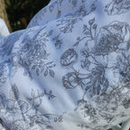 Housse de coussin motif fleuri 45 x 45 cm gris/blanc en textile recyclé