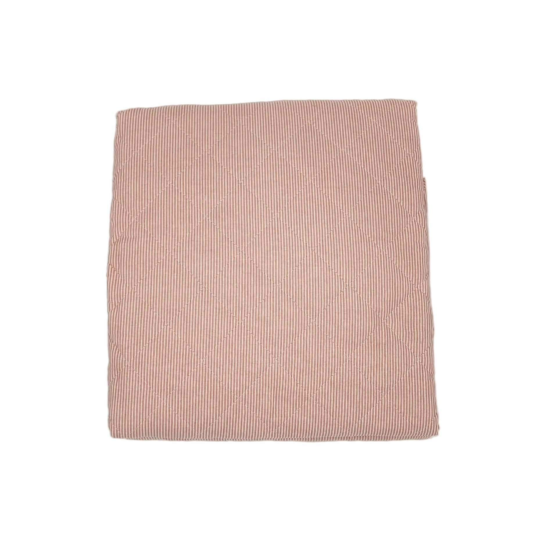 Couverture piquée en coton rayée rose et blanc, décoration maison de charme et chambre campagne chic