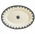 Grand plat ovale ancien Terre de Fer H.B & Cie modèle Gagny à décor floral bleu