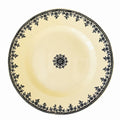 Grande assiette ancienne Terre de Fer H.B & Cie modèle Gagny à décor floral bleu marine