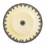 Grande assiette ancienne Terre de Fer H.B & Cie modèle Gagny à décor floral bleu marine