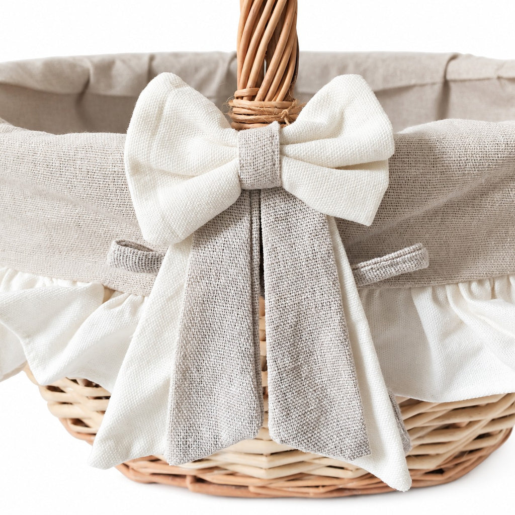 Panier ovale en osier et tissu Grand Modèle
