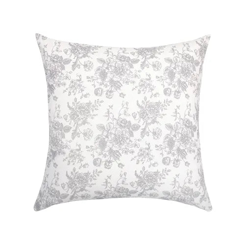 Housse de coussin blanc et gris 45x45 style campagne chic en coton recyclé