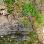 Jardinière décorative en métal vert avec oiseau pour jardin style campagne chic et romantique